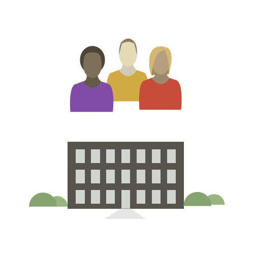 Icon showing people and a building